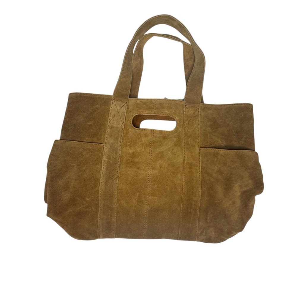 NWT FREE PEOPLE Suede Caravan Tote Bag - Saddle - Picture 6 of 13